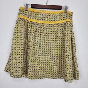 Khaki Krew Boho Yellow Green Coastal Cowgirl Skirt Size L